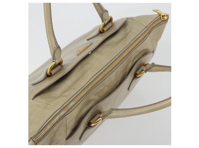 Borsa PRADA in pelle 2way Beige Gold Auth 193894A D'oro - vista 6
