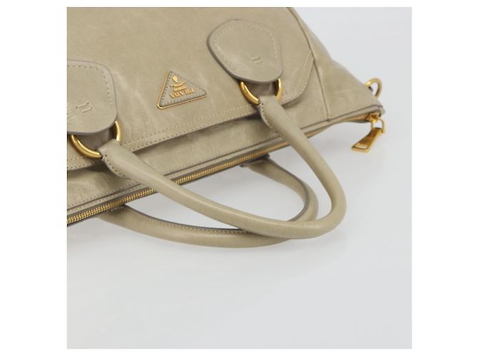 Borsa PRADA in pelle 2way Beige Gold Auth 193894A D'oro - vista 7