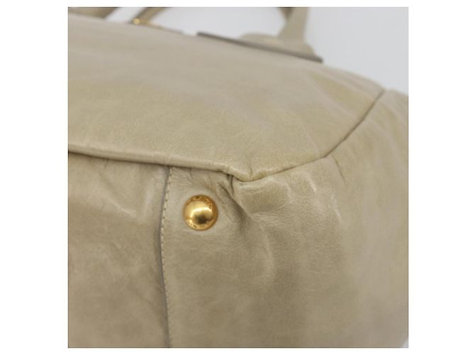 Borsa PRADA in pelle 2way Beige Gold Auth 193894A D'oro - vista 8