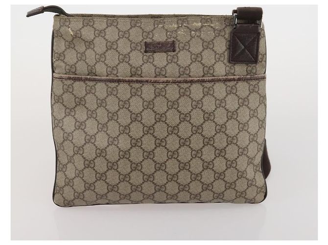 Bolsa de Ombro GUCCI GG Supreme PVC 3 Set Bege Auth 188118 - vista 16