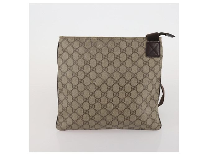 Bolsa de Ombro GUCCI GG Supreme PVC 3 Set Bege Auth 188118 - vista 17