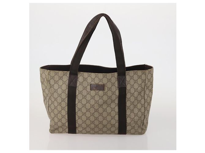 Bolsa de Ombro GUCCI GG Supreme PVC 3 Set Bege Auth 188118 - vista 2