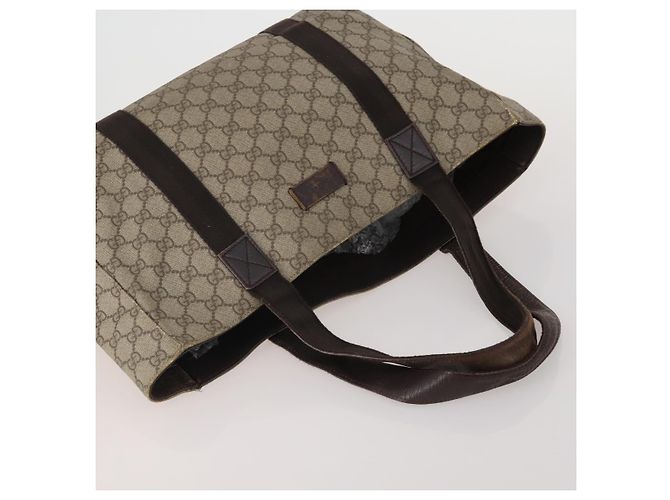 Bolsa de Ombro GUCCI GG Supreme PVC 3 Set Bege Auth 188118 - vista 5