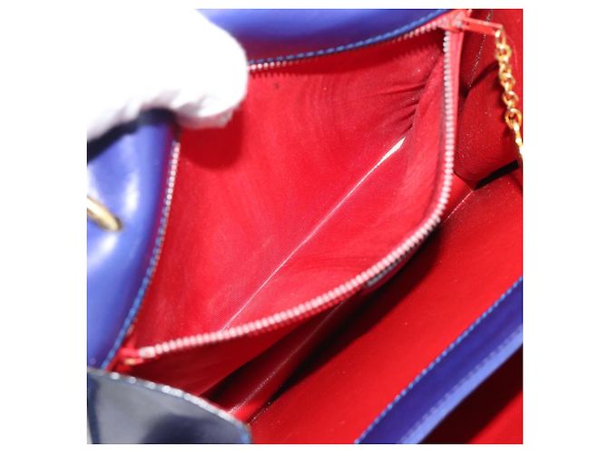 Céline Borsa CELINE Horse Carriage in pelle blu e oro Autentica 194737 D'oro - vista 11