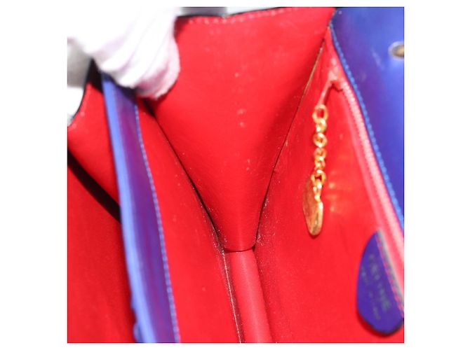 Céline Borsa CELINE Horse Carriage in pelle blu e oro Autentica 194737 D'oro - vista 19