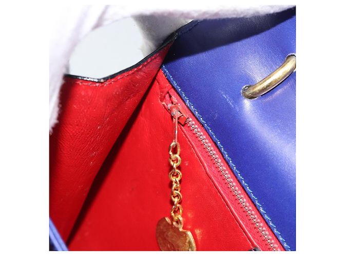Céline Borsa CELINE Horse Carriage in pelle blu e oro Autentica 194737 D'oro - vista 20