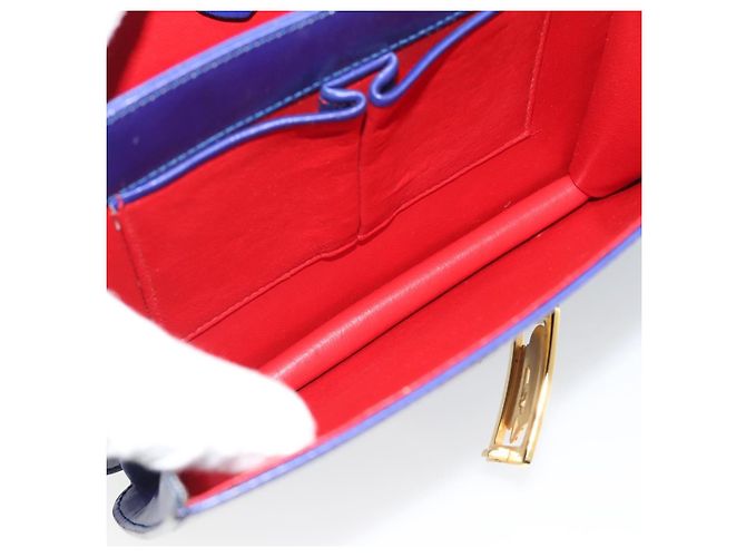Céline Borsa CELINE Horse Carriage in pelle blu e oro Autentica 194737 D'oro - vista 21