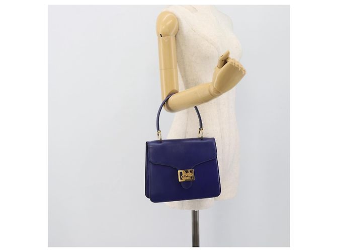 Céline Borsa CELINE Horse Carriage in pelle blu e oro Autentica 194737 D'oro - vista 22