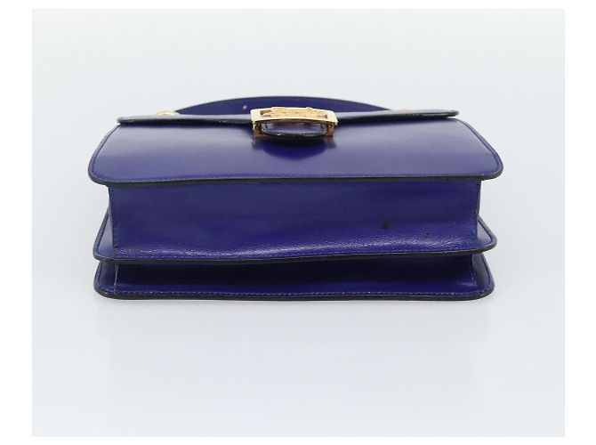 Céline Borsa CELINE Horse Carriage in pelle blu e oro Autentica 194737 D'oro - vista 5