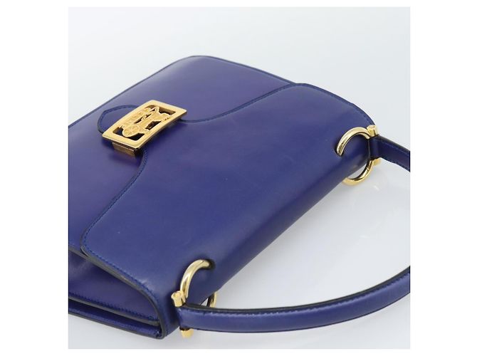 Céline Borsa CELINE Horse Carriage in pelle blu e oro Autentica 194737 D'oro - vista 6