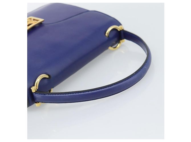 Céline Borsa CELINE Horse Carriage in pelle blu e oro Autentica 194737 D'oro - vista 7