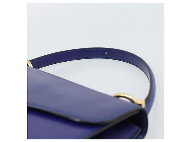 Céline Borsa CELINE Horse Carriage in pelle blu e oro Autentica 194737 D'oro - vista 8