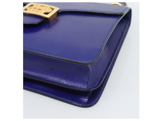 Céline Borsa CELINE Horse Carriage in pelle blu e oro Autentica 194737 D'oro - vista 9