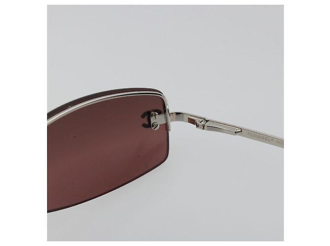 Gafas de sol CHANEL Rimless Metal Red Silver CC Auth BA14258M Plata Roja - vista 11