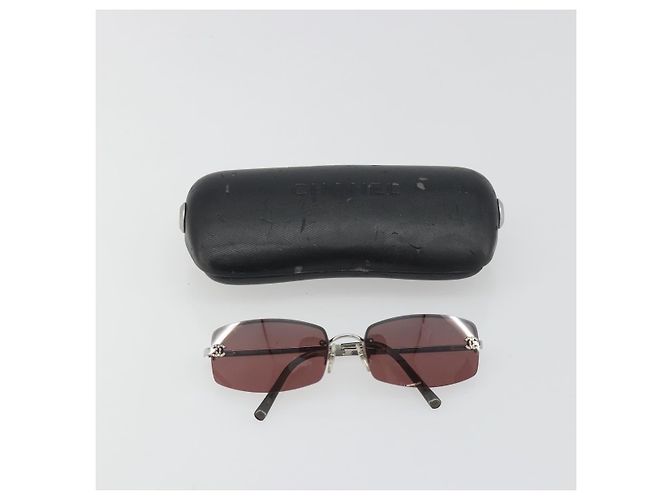Gafas de sol CHANEL Rimless Metal Red Silver CC Auth BA14258M Plata Roja - vista 17