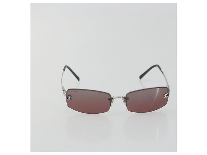 Gafas de sol CHANEL Rimless Metal Red Silver CC Auth BA14258M Plata Roja - vista 2