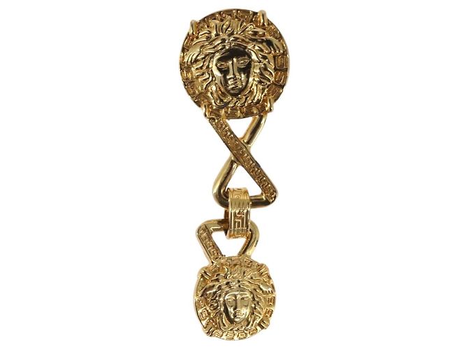 Orecchini Gianni Versace Medusa in metallo color oro Auth BA14710V - vista 10