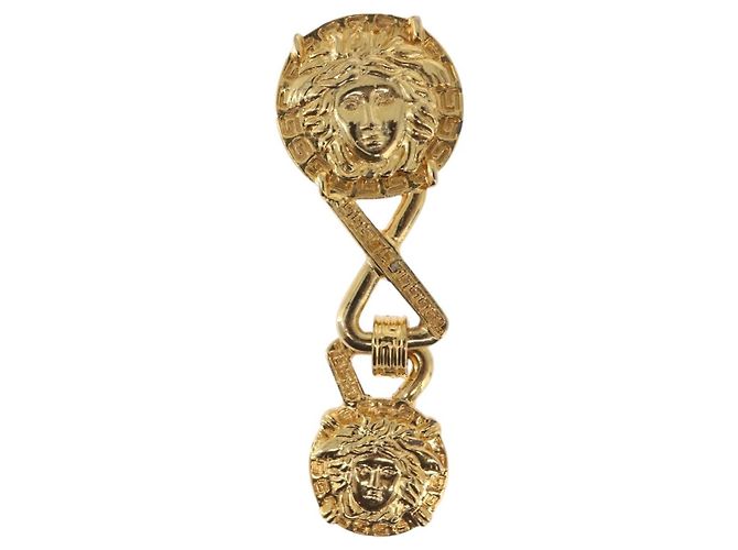 Orecchini Gianni Versace Medusa in metallo color oro Auth BA14710V - vista 2