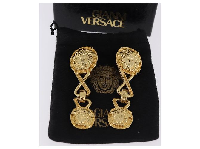 Orecchini Gianni Versace Medusa in metallo color oro Auth BA14710V - vista 20