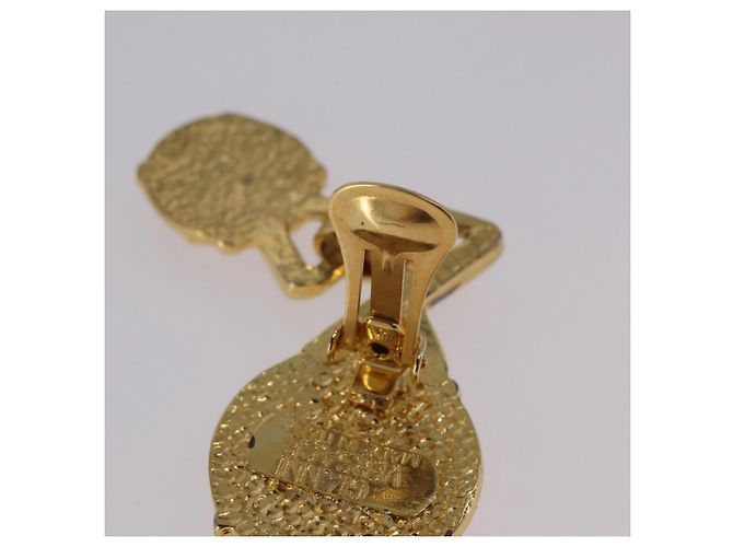 Orecchini Gianni Versace Medusa in metallo color oro Auth BA14710V - vista 9