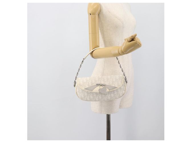 Christian Dior Trotter Canvas Romantic Chain Bag PVC Weiß Silber Authentisch 194899V - Ansicht 22