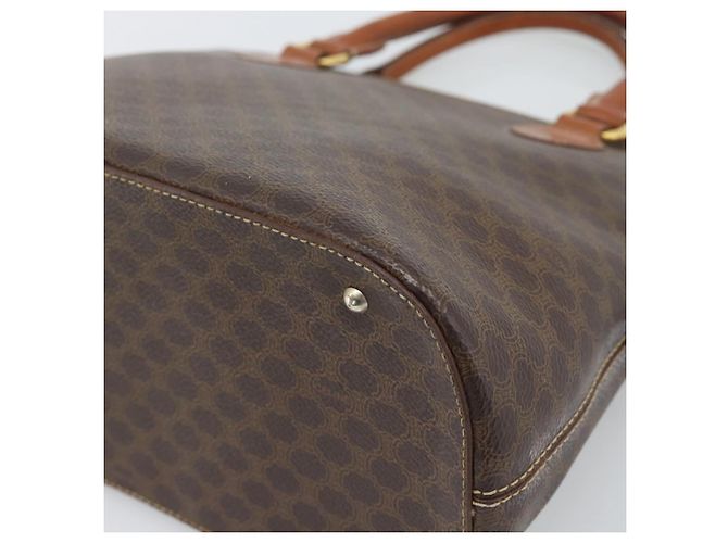 Céline Borsa CELINE Macadam Canvas PVC Pelle Marrone Oro Auth bs36610 D'oro - vue 15