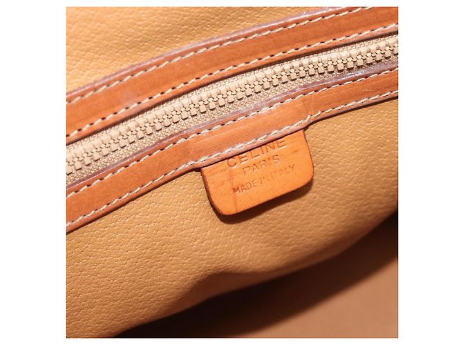 Céline Borsa CELINE Macadam Canvas PVC Pelle Marrone Oro Auth bs36610 D'oro - vue 17