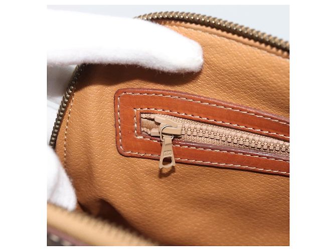 Céline Borsa CELINE Macadam Canvas PVC Pelle Marrone Oro Auth bs36610 D'oro - vue 20