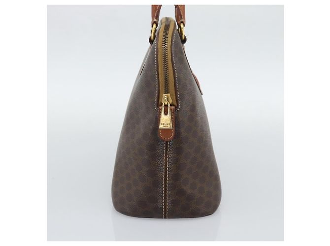 Céline Borsa CELINE Macadam Canvas PVC Pelle Marrone Oro Auth bs36610 D'oro - vue 3