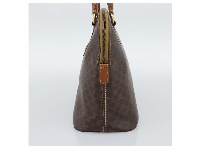 Céline Borsa CELINE Macadam Canvas PVC Pelle Marrone Oro Auth bs36610 D'oro - vue 4