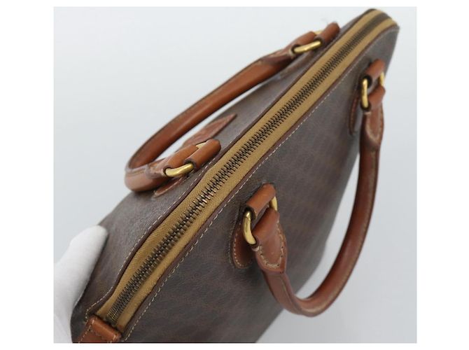 Céline Borsa CELINE Macadam Canvas PVC Pelle Marrone Oro Auth bs36610 D'oro - vue 6