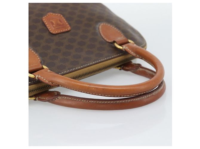Céline Borsa CELINE Macadam Canvas PVC Pelle Marrone Oro Auth bs36610 D'oro - vue 7