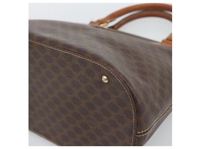 Céline Borsa CELINE Macadam Canvas PVC Pelle Marrone Oro Auth bs36610 D'oro - vue 9