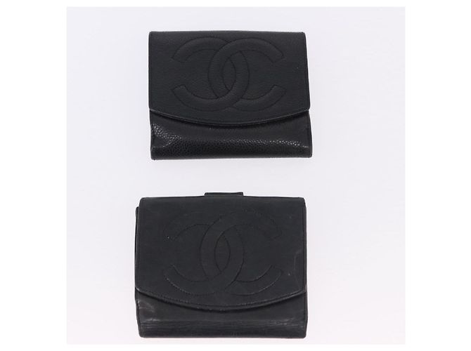 CHANEL Portafoglio Cambon Line in pelle Caviar Black 5 Set CC Auth fm5423 Nero - vista 17