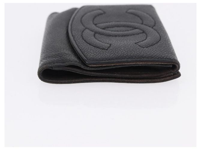 CHANEL Portafoglio Cambon Line in pelle Caviar Black 5 Set CC Auth fm5423 Nero - vista 24