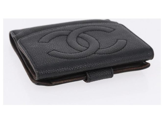 CHANEL Portafoglio Cambon Line in pelle Caviar Black 5 Set CC Auth fm5423 Nero - vista 25