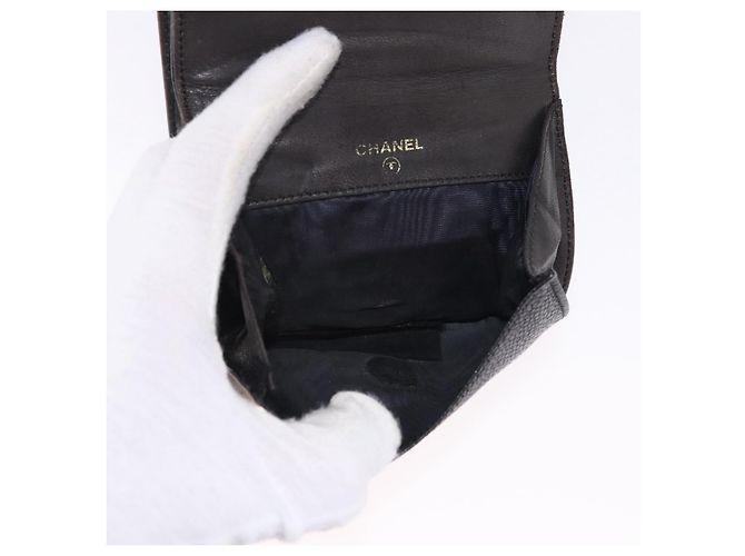 CHANEL Portafoglio Cambon Line in pelle Caviar Black 5 Set CC Auth fm5423 Nero - vista 28