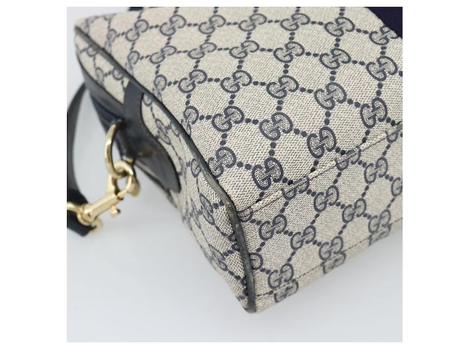 Borsa Boston GUCCI GG Supreme Sherry Line PVC 2way Navy Gold Auth 194672V D'oro Blu navy - vista 11