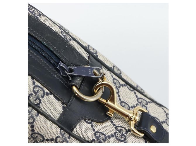 Borsa Boston GUCCI GG Supreme Sherry Line PVC 2way Navy Gold Auth 194672V D'oro Blu navy - vista 14