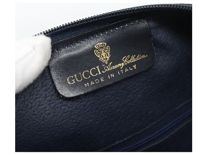 Borsa Boston GUCCI GG Supreme Sherry Line PVC 2way Navy Gold Auth 194672V D'oro Blu navy - vista 16