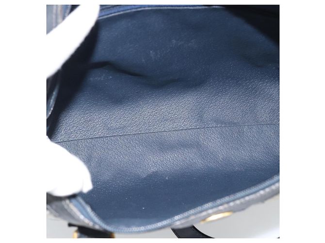 Borsa Boston GUCCI GG Supreme Sherry Line PVC 2way Navy Gold Auth 194672V D'oro Blu navy - vista 17