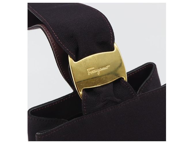 Borsa Salvatore Ferragamo Vala in tela Viola e Oro Autentica 195276 - vista 14