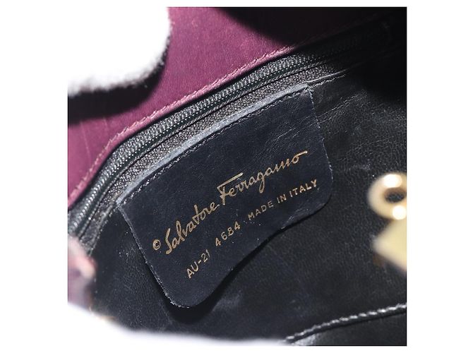 Borsa Salvatore Ferragamo Vala in tela Viola e Oro Autentica 195276 - vista 15