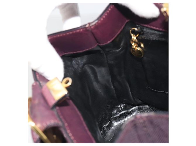 Borsa Salvatore Ferragamo Vala in tela Viola e Oro Autentica 195276 - vista 18