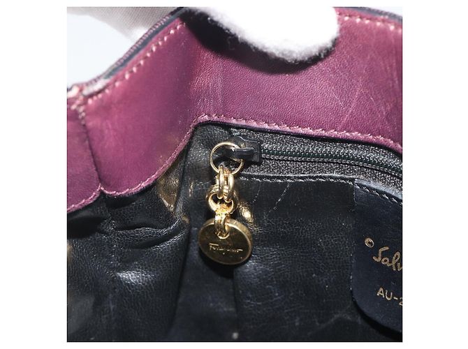 Borsa Salvatore Ferragamo Vala in tela Viola e Oro Autentica 195276 - vista 19