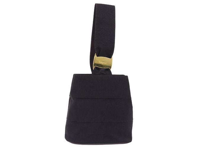 Borsa Salvatore Ferragamo Vala in tela Viola e Oro Autentica 195276 - vista 2