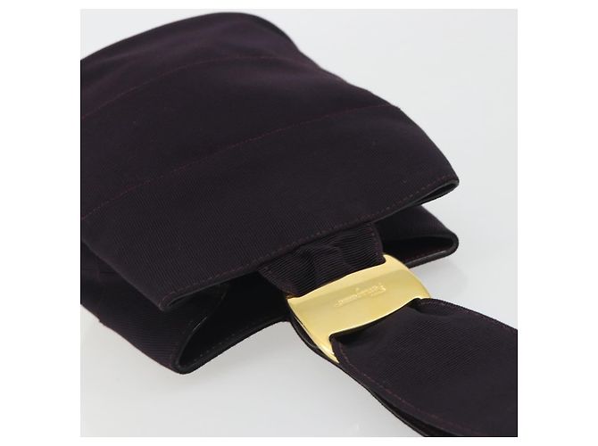 Borsa Salvatore Ferragamo Vala in tela Viola e Oro Autentica 195276 - vista 6