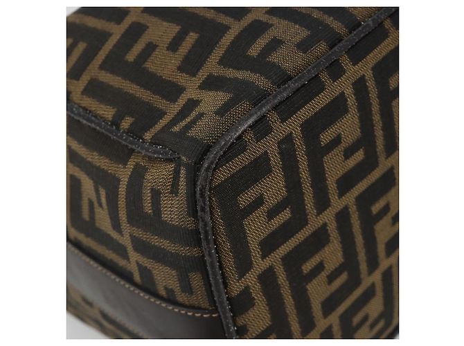 Borsa a Mano FENDI Zucca Canvas Nero Marrone Auth 192526A - vista 15