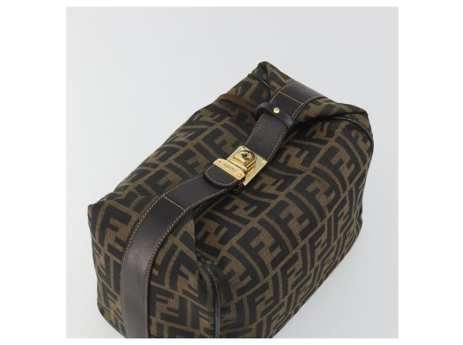 Borsa a Mano FENDI Zucca Canvas Nero Marrone Auth 192526A - vista 6