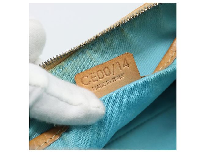 Céline CELINE Macadam Canvas Accessory Pouch Turquoise Blue Silver Auth 194735V Silvery - view 11